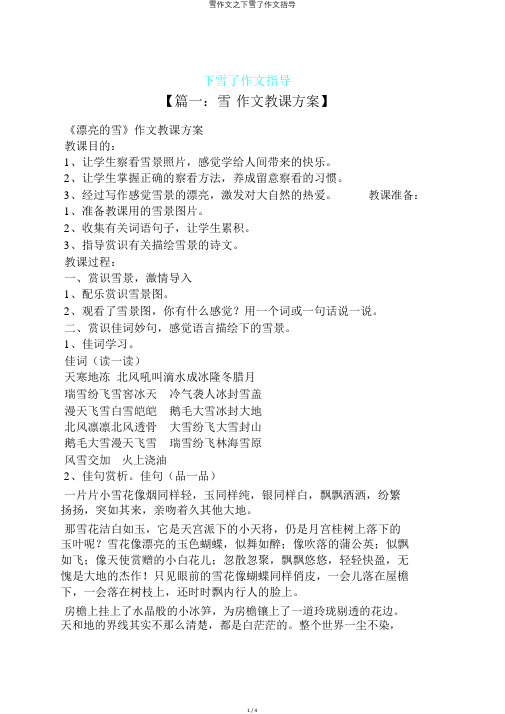 雪作文之下雪了作文指导
