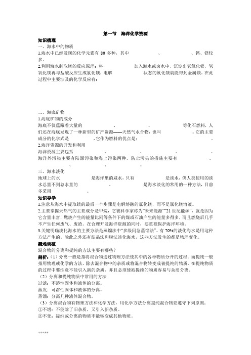 鲁教版化学九年级下册第一节  海洋资源.doc