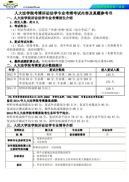 人大法学院考博诉讼法学专业考博复习资料考试内容及参考书-育明考博