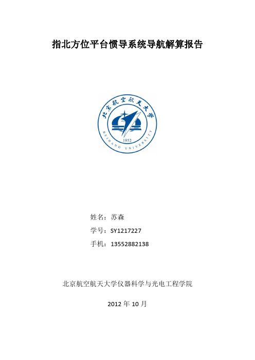 指北方位平台惯导系统导航解算报告