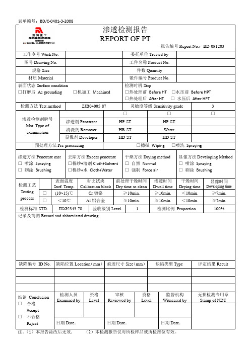 PT报告模板