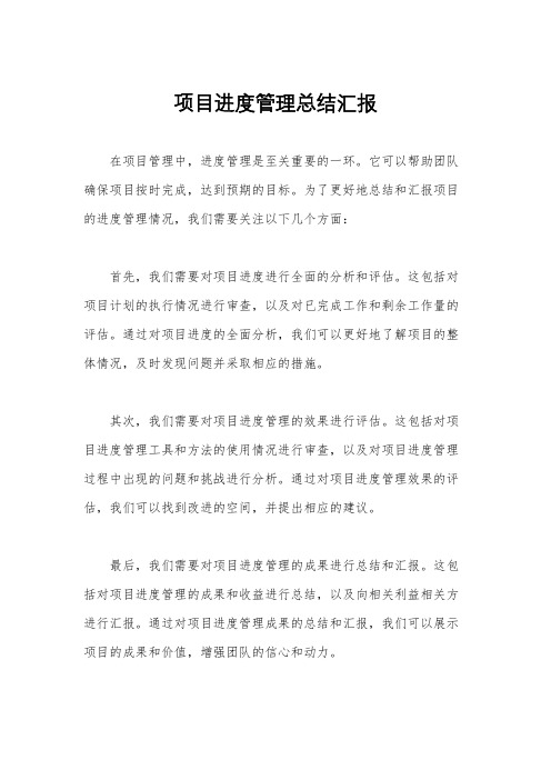 项目进度管理总结汇报