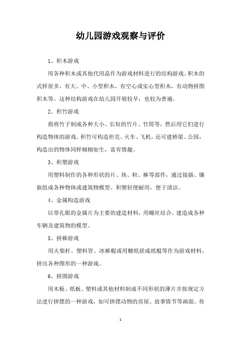 幼儿园游戏观察与评价 (精编版)