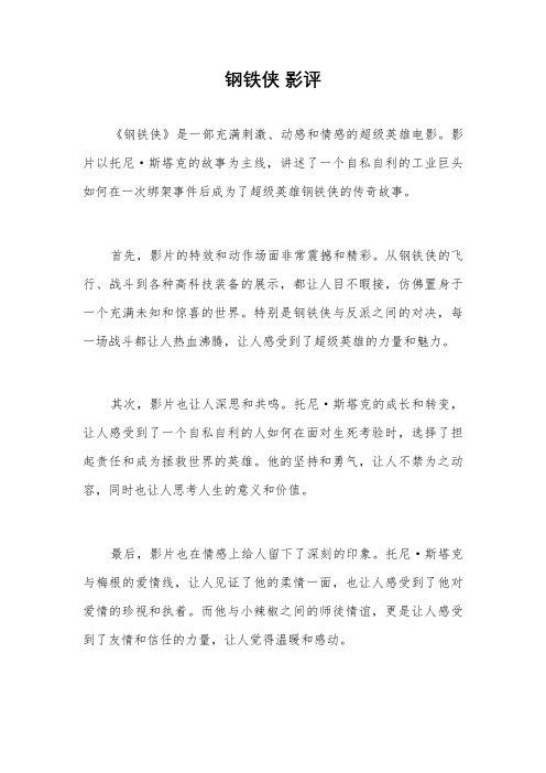 钢铁侠 影评