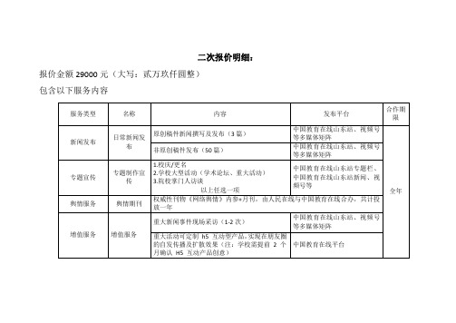 二次报价明细
