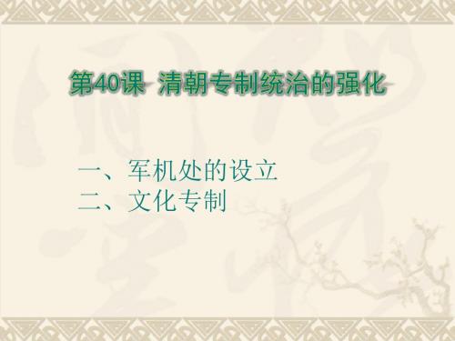 岳麓版七年级历史下册课件：第40课 清朝专制统治的强化(共19张PPT)