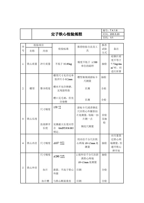 定子铁心检验规范