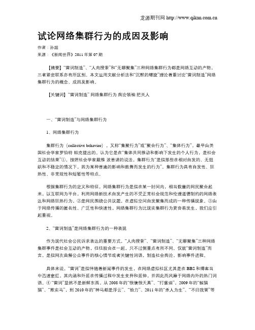 试论网络集群行为的成因及影响