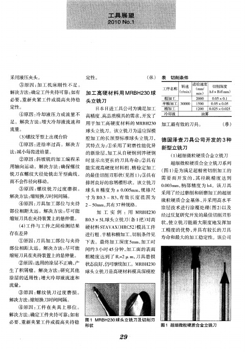 德国泽查刀具公司开发的3种新型立铣刀