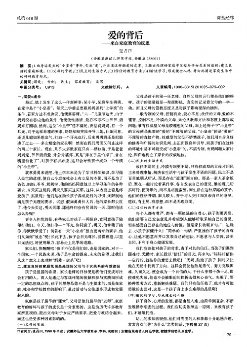 爱的背后——来自家庭教育的反思