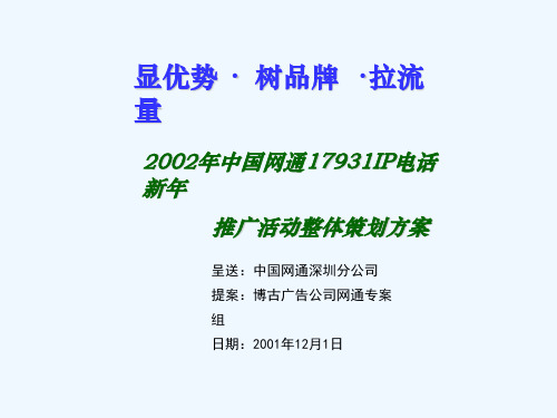 中国网通17931IP电话推广活动整体策划方案