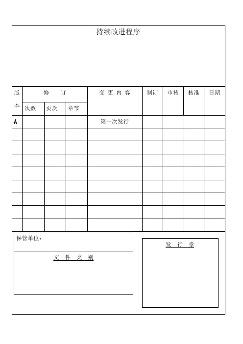 持续改进程序表格格式