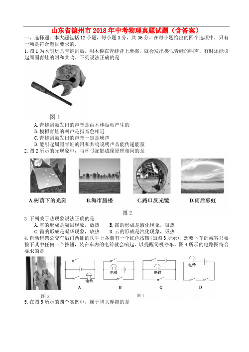 山东省德州市中考物理真题试题(含答案)