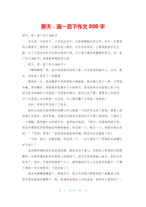 那天,雨一直下作文800字