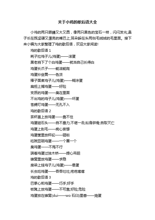 关于小鸡的歇后语大全