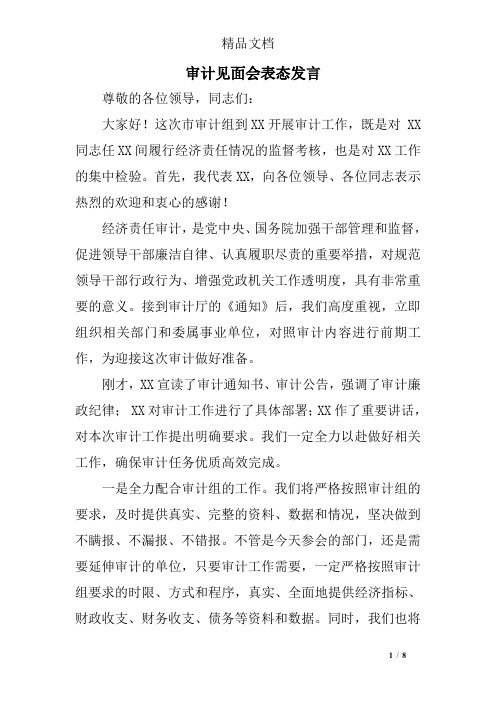审计见面会表态发言