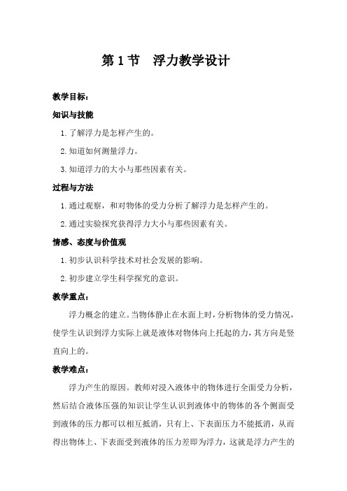 2020-2021学年人教版物理八年级(下册)10.1浮力-教案(10)