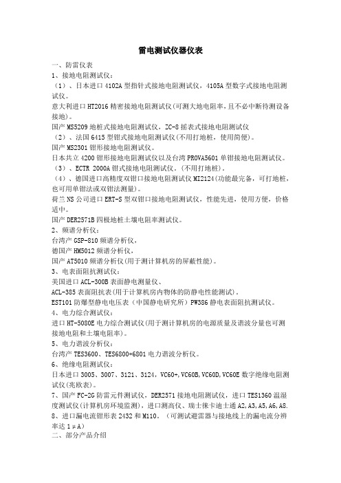 雷电测试仪器仪表