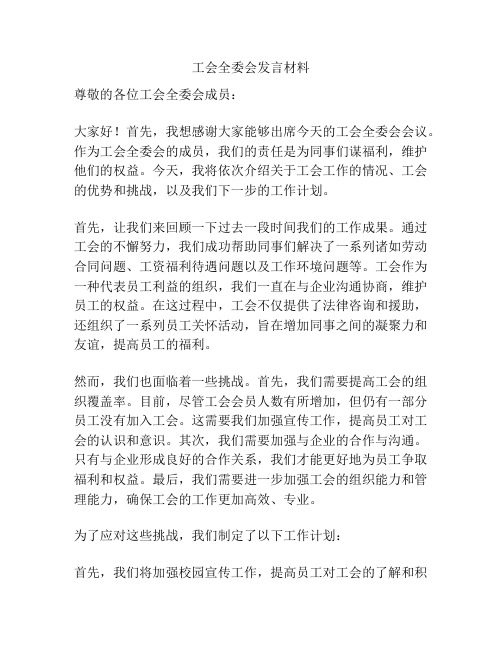 工会全委会发言材料