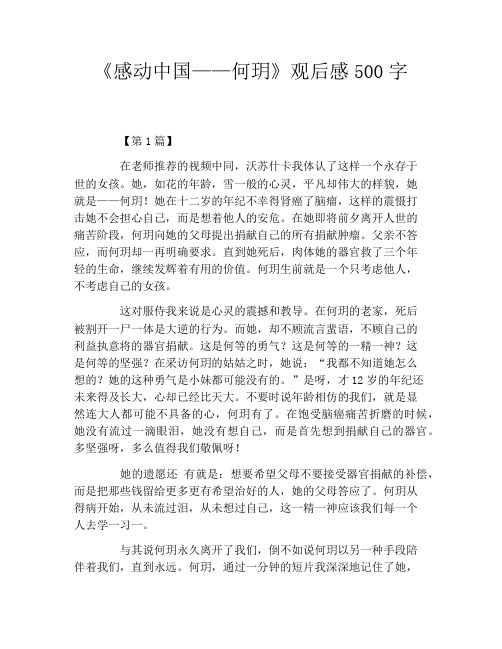 《感动中国——何玥》观后感500字