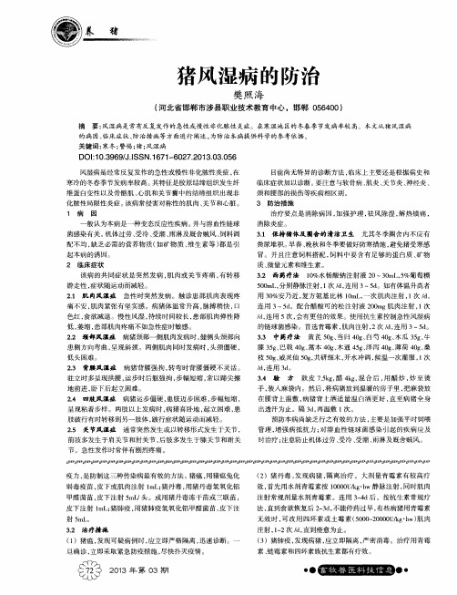 猪风湿病的防治