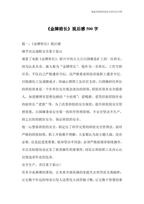 《金牌班长》观后感500字