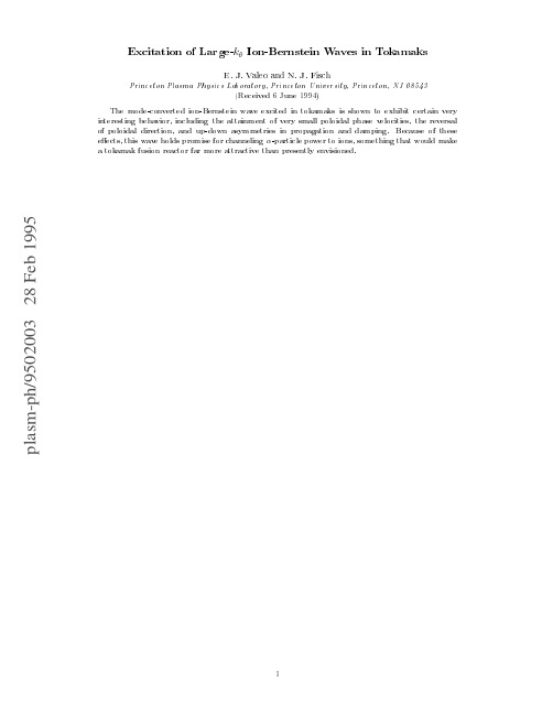 Excitation of Large-ktheta Ion-Berstein Waves in Tokamaks