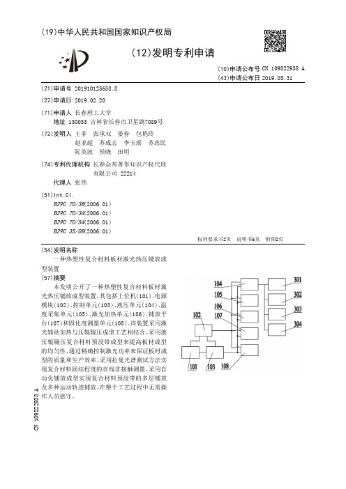 【CN109822938A】一种热塑性复合材料板材激光热压铺放成型装置【专利】