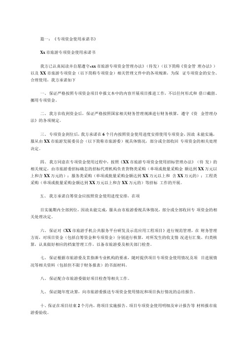 专项资金承诺书范文