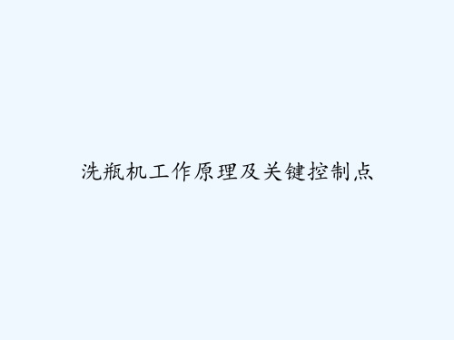 洗瓶机工作原理及关键控制点 PPT