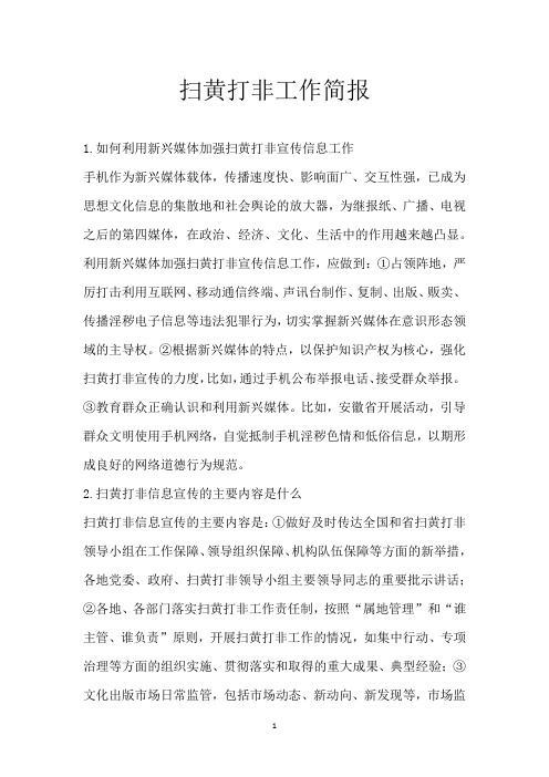 扫黄打非工作简报