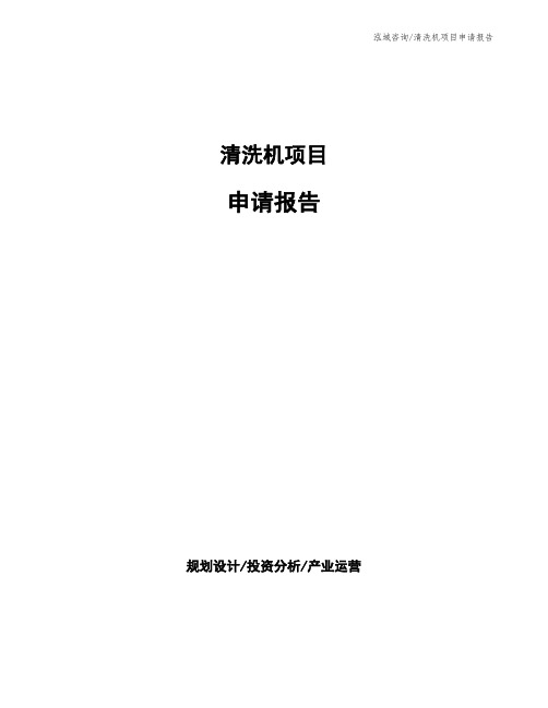 清洗机项目申请报告