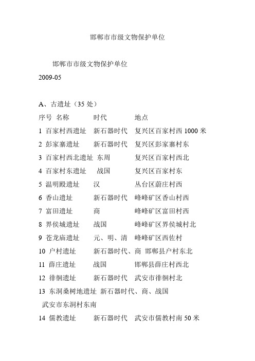 邯郸市市级文物保护单位