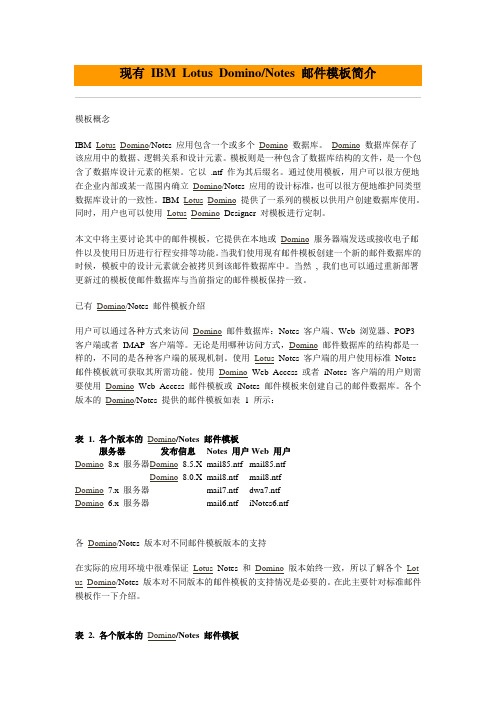 现有 IBM Lotus DominoNotes 邮件模板简介