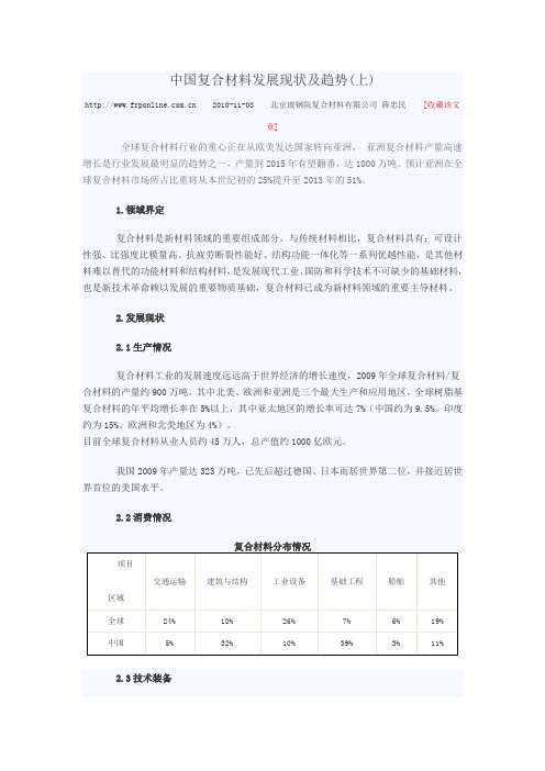 中国复合材料发展现状及趋势