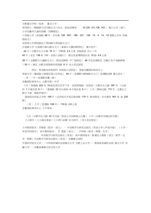 合肥重点学校一览表