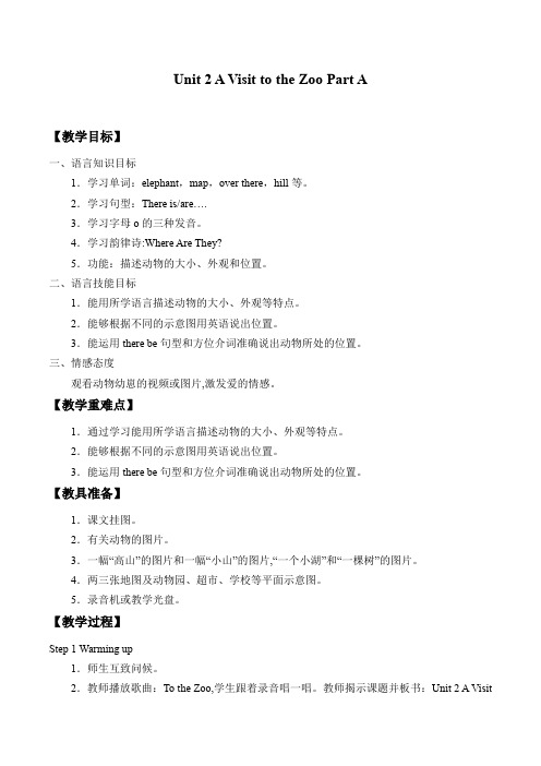 五年级下册英语教案Unit2AVisit to the Zoo Part A闽教版