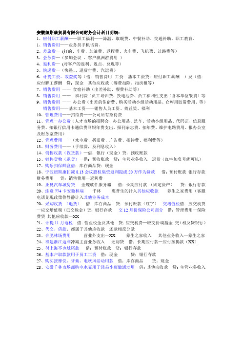 会计科目明细