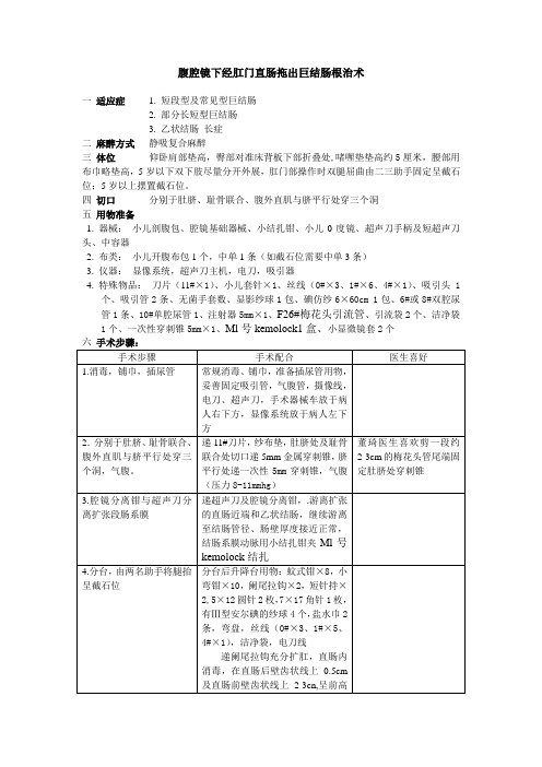 腹腔镜下经肛门直肠拖出巨结肠根治术