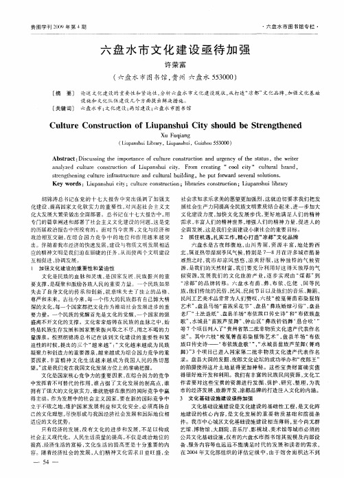 六盘水市文化建设亟待加强