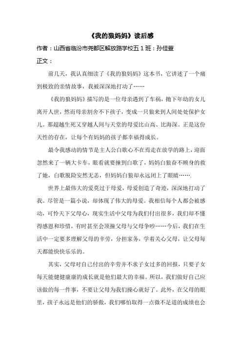 我的狼妈妈读后感