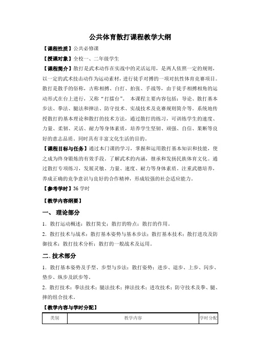 散打公共体育课大纲