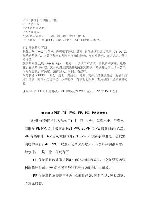 如何区分PVC.PP.PET