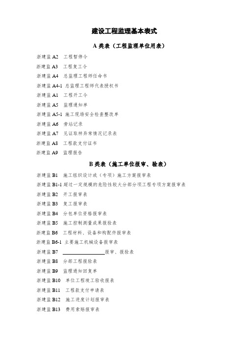 浙江建设工程监理基本表式(新表)