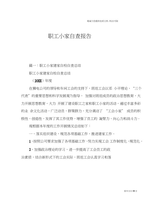 职工小家自查报告