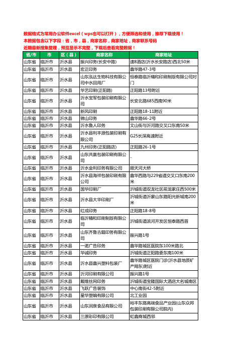 2020新版山东省临沂市沂水县印刷工商企业公司商家名录名单黄页联系电话号码地址大全77家