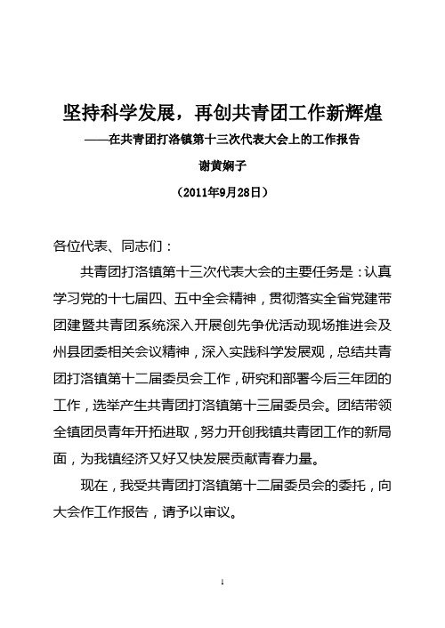 XX镇团委工作报告