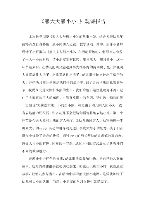 《熊大大熊小小 》观课报告