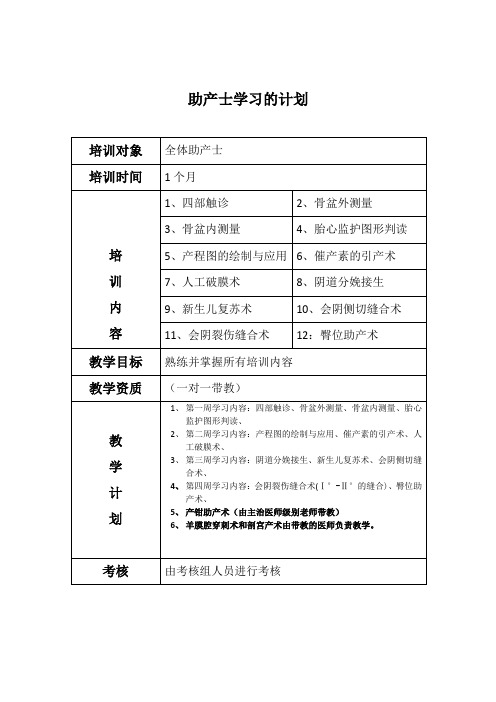 助产士学习的计划