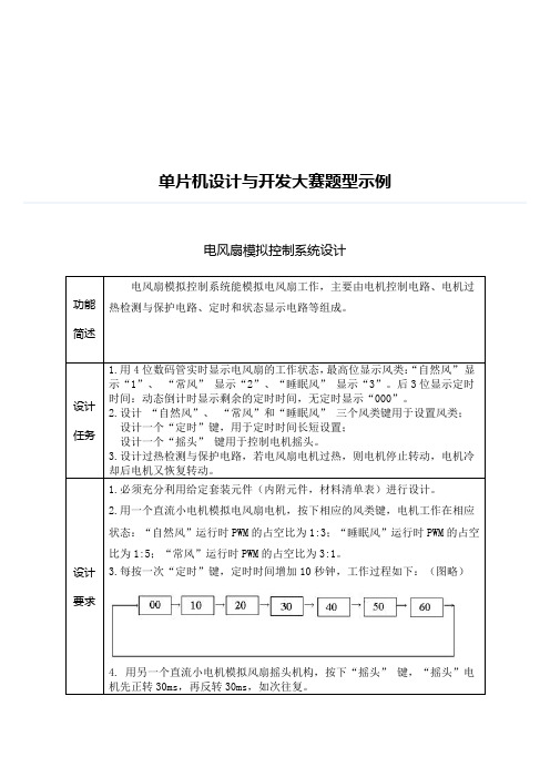 单片机设计大赛题目